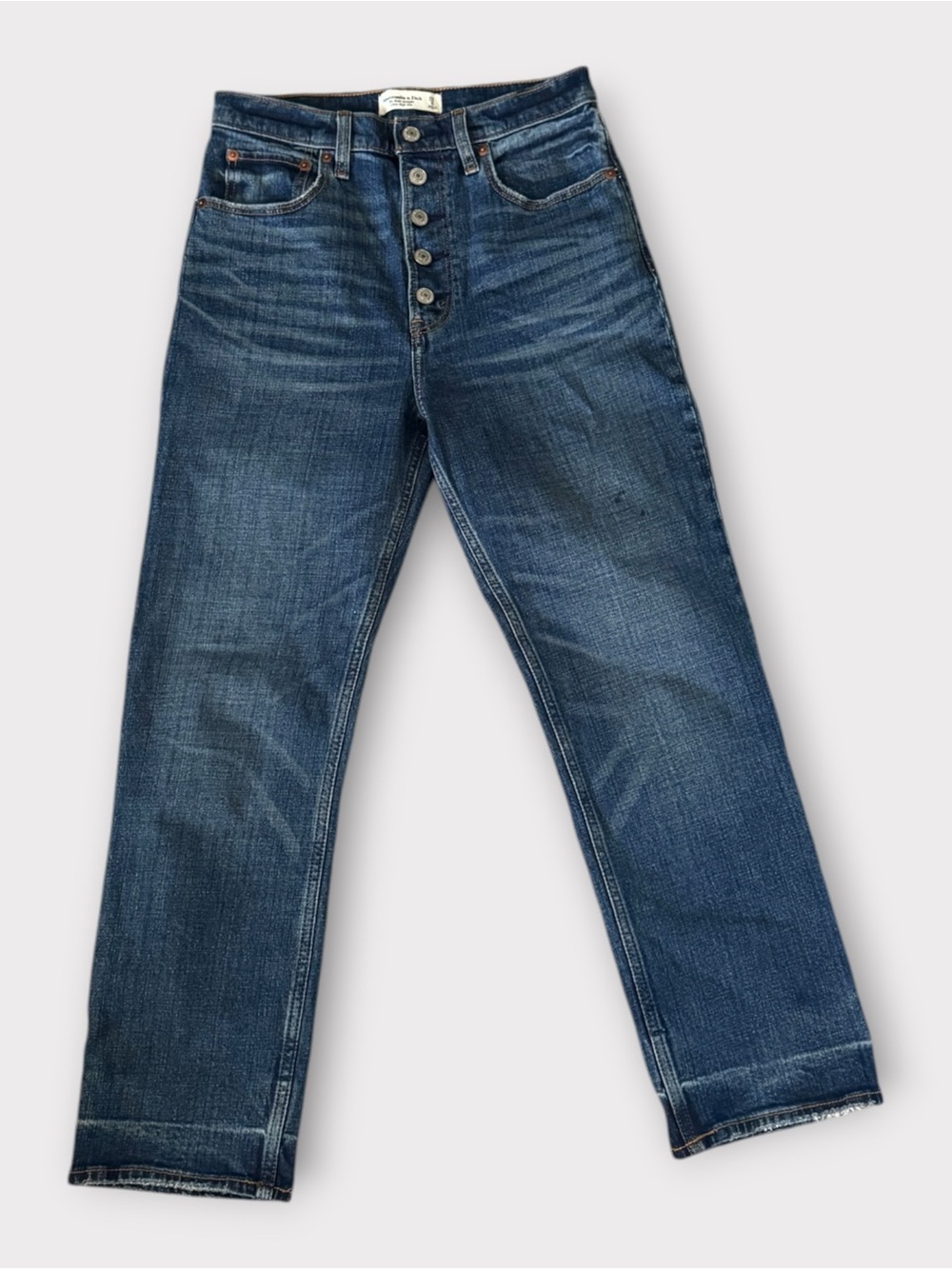 Abercrombie & Fitch Women's Straight-Leg Jeans in Dark Blue Wash